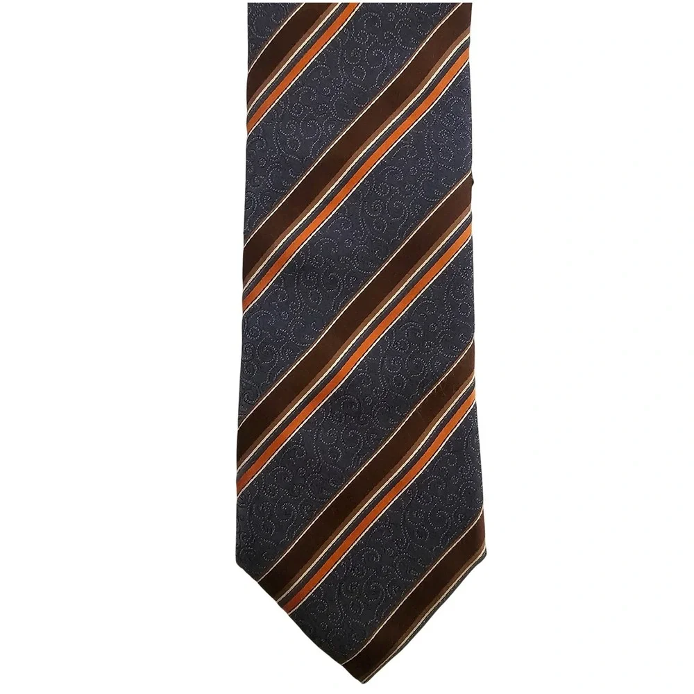 Canali Silk Neck Tie Mens Blue Brown Striped Italy Classic Designer‎ 3.5 x 60